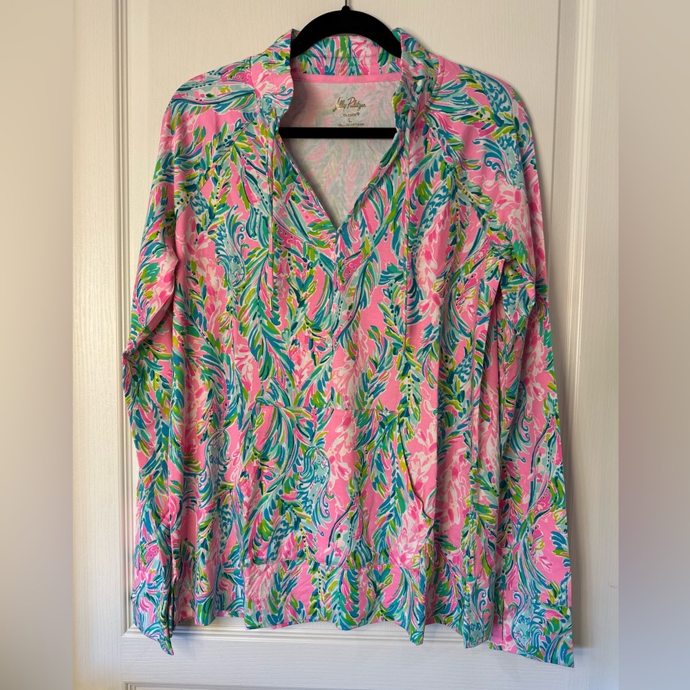 Lilly Pulitzer Cassi UPF 50+ Popover Unicorn of the Sea L NWT